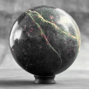 Handcrafted Ruby Sphere on Custom Stand