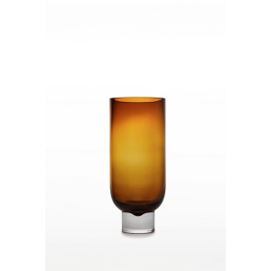 ELEMENTS - SOBER Modern Cylindrical Vase (28cm | Thick Base | Amber)