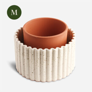 Pepin - Self-Watering Pot in White & Black Terrazzo